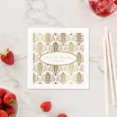 Serviette En Papier Gold Damask White Script Mariage élégant (En situation)