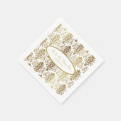 Serviette En Papier Gold Damask White Script Mariage élégant (Coin)
