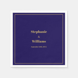 Serviette En Papier Gold Dark Navy Bleu Élégant moderne minimaliste Ma