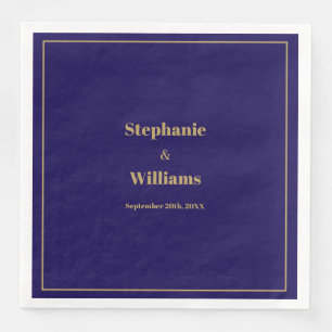 Serviette En Papier Gold Dark Navy Bleu Élégant moderne minimaliste Ma