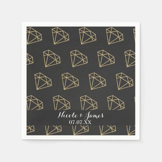 Serviette En Papier Gold Diamond Design moderne Bachelorette Party (Devant)
