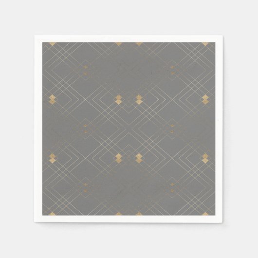 Serviette En Papier Gold Diamond Gris Géométrique Mariage Gatsby (Devant)