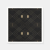 Serviette En Papier Gold Diamond noir Géométrique Mariage Gatsby (Devant)