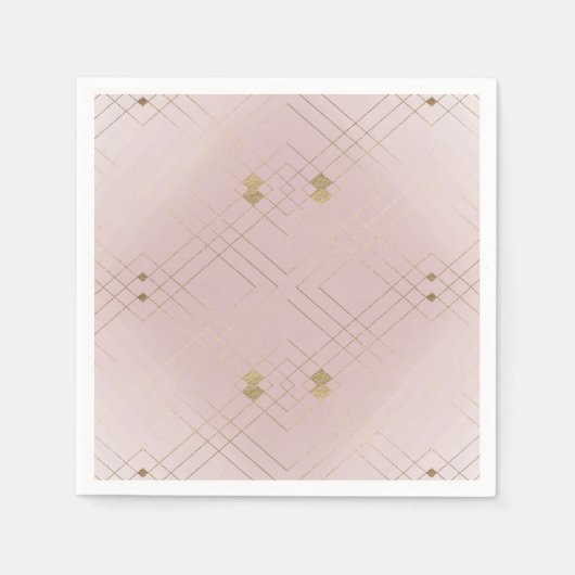 Serviette En Papier Gold Diamond rose Géométrique Mariage Gatsby (Devant)