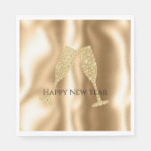 Serviette En Papier Gold Diamond Sparkle Champagne Glasses New Year's (Devant)