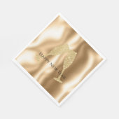 Serviette En Papier Gold Diamond Sparkle Champagne Glasses New Year's (Coin)