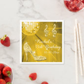 Serviette En Papier Gold Disco Ball and Heels 55e anniversaire (En situation)
