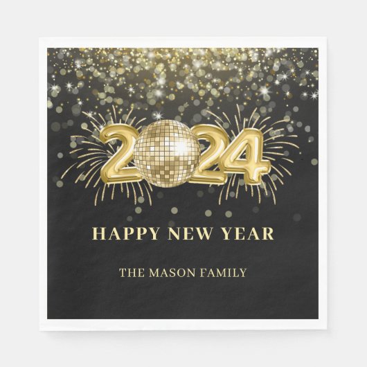 Serviette En Papier Gold Disco Ball Nouvel An Sove Party (Devant)