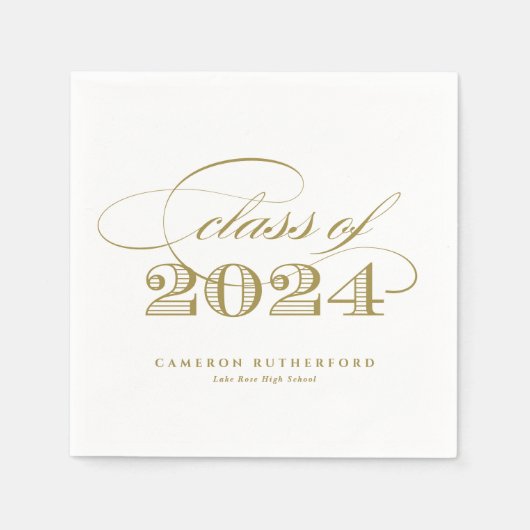 Serviette En Papier Gold Elegant Script 2024 Graduation Party (Devant)