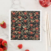 Serviette En Papier Gold et Black 3 D Coeurs rouges (En situation)