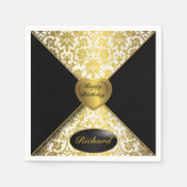 Serviette En Papier Gold et Black Damask (Devant)