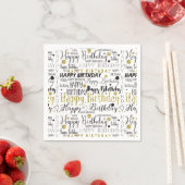Serviette En Papier Gold et Black Joyeux Confetti anniversaire (En situation)