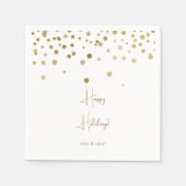 Serviette En Papier Gold et Blanc PersonnaliséJoyeux Cocktail Vacances (Devant)