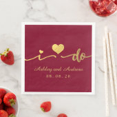 Serviette En Papier Gold et BUrgundy I Do | Mariage (En situation)