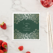 Serviette En Papier Gold et Emerald Green Jardin Floral Mariage (En situation)