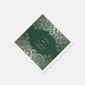Serviette En Papier Gold et Emerald Green Jardin Floral Mariage (Coin)