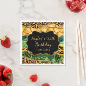 Serviette En Papier Gold et Green Safari Agate Anniversaire (En situation)