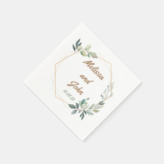 Serviette En Papier Gold et Mariage vert personnalisés (Coin)