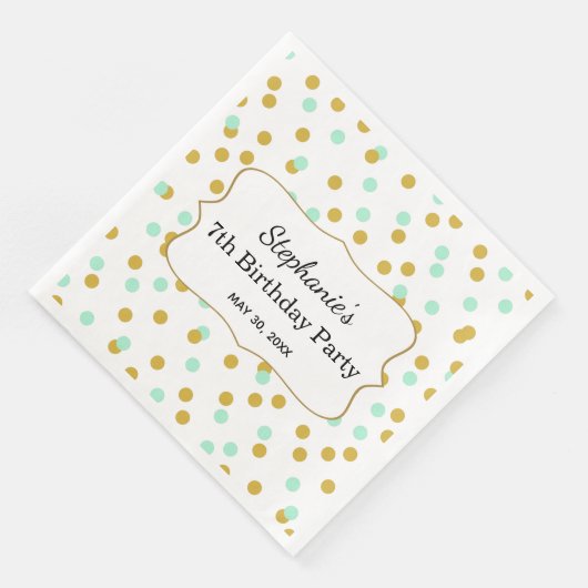 Serviette En Papier Gold et Mint Green Confetti fête d'anniversaire (Coin)
