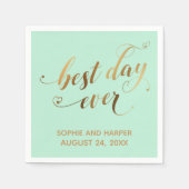 Serviette En Papier Gold et Mint Green Meilleur Jour Jamais, Script Co (Devant)