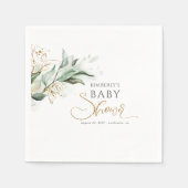 Serviette En Papier Gold Eucalyptus Baby shower vert (Devant)