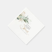 Serviette En Papier Gold Eucalyptus Baby shower vert (Coin)