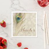 Serviette En Papier Gold Exotic Peacock Feather Glam Élégante Partie (En situation)