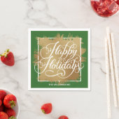 Serviette En Papier Gold Faux Foil Happy Holidays Green (En situation)