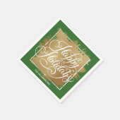 Serviette En Papier Gold Faux Foil Happy Holidays Green (Coin)