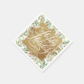 Serviette En Papier Gold Faux Foil Joyeuses Vacances Vertes Berries (Coin)