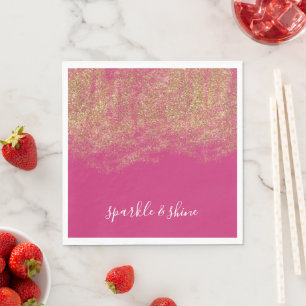 Serviette En Papier Gold Faux Parties scintillant Girl rose étincelle