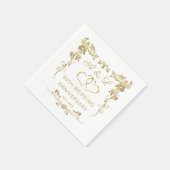 Serviette En Papier Gold Floral, a rejoint les coeurs 50 Anniversaire (Coin)