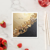 Serviette En Papier Gold Floral Embellishments (En situation)