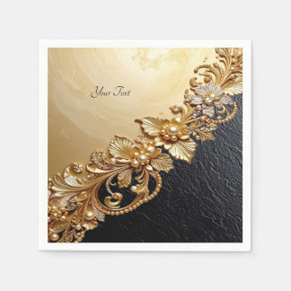 Serviette En Papier Gold Floral Embellishments
