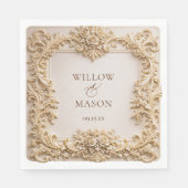 Serviette En Papier Gold  Floral Frame Paper Wedding Napkins (Devant)