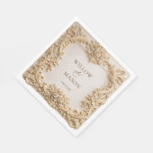 Serviette En Papier Gold  Floral Frame Paper Wedding Napkins (Coin)
