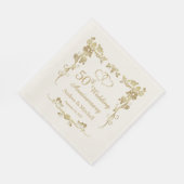 Serviette En Papier Gold Floral Hearts 50e anniversaire de Mariage (Coin)