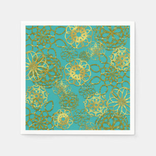Serviette En Papier Gold Floral Mandalas Mariage Fête des mariées