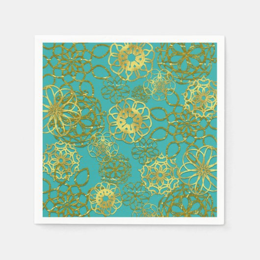 Serviette En Papier Gold Floral Mandalas Mariage Fête des mariées (Devant)