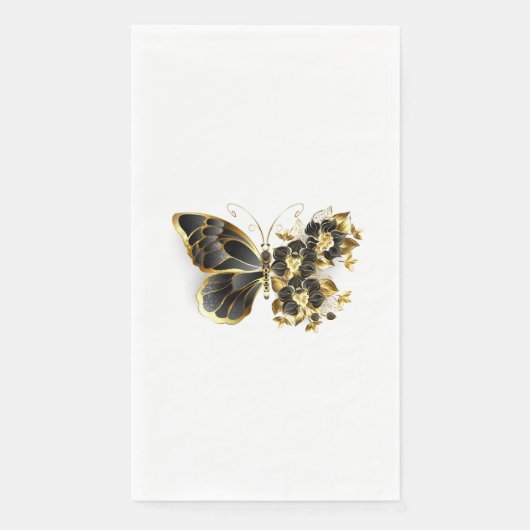 Serviette En Papier Gold flower Butterfly with Black Orchid (Devant)