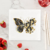 Serviette En Papier Gold flower Butterfly with Black Orchid (En situation)