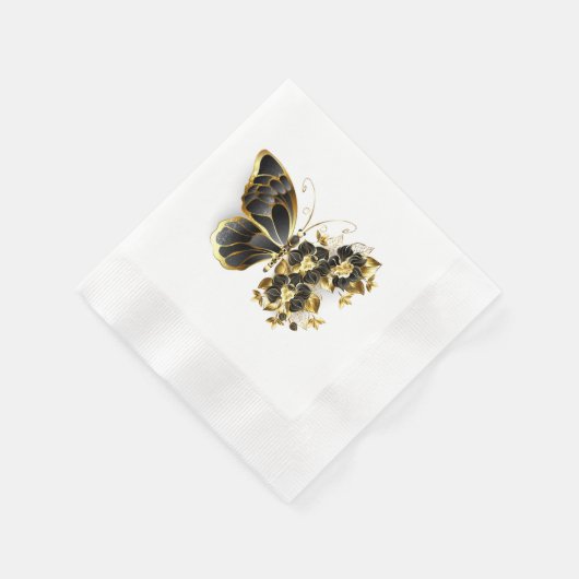 Serviette En Papier Gold flower Butterfly with Black Orchid (Coin)