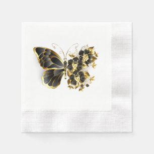 Serviette En Papier Gold flower Butterfly with Black Orchid