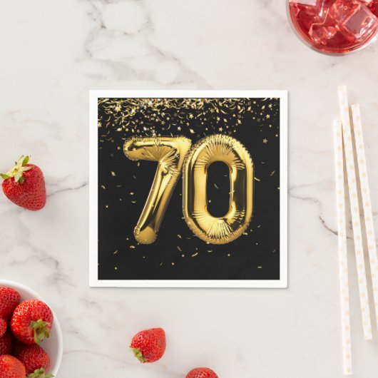 Serviette En Papier Gold Foil 70 Ballons Et Confetti (En situation)