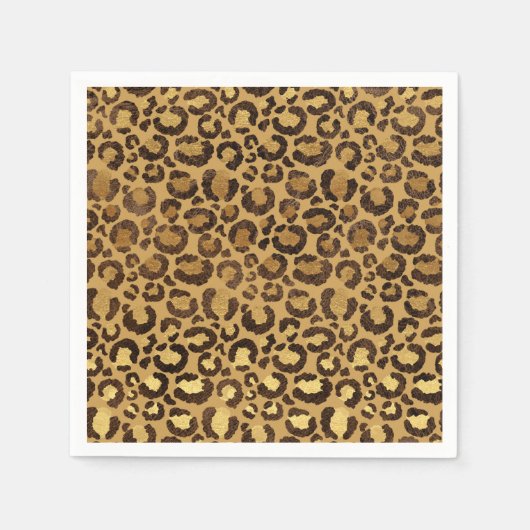 Serviette En Papier Gold Foil Cheetah Motif Jungle fête d'anniversaire (Devant)