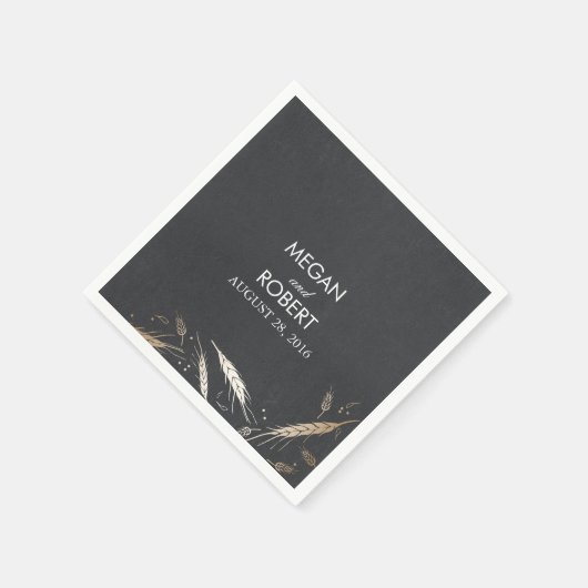 Serviette En Papier Gold Foil Effet Chute Blé Chalkboard Rustique (Coin)