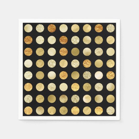 Serviette En Papier Gold Foil et Pois de Parties scintillant Noir (Devant)