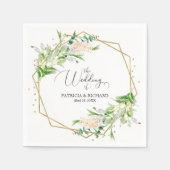 Serviette En Papier Gold Foil Géométrique Verdure Mariage moderne (Devant)