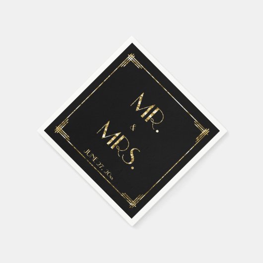 Serviette En Papier Gold Foil Great Gatsby Art Déco Mariage Napkins (Coin)