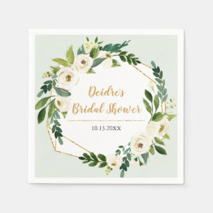 Serviette En Papier Gold Foil Look Cadre géométrique Floral